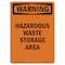 Signmission OSHA Warning Sign, 10" Height, Rigid Plastic, Hazardous Waste Storage Area, Portrait OS-WS-P-710-V-13229 - alternate 1